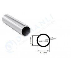 Alüminyum Boru Dış Çap 71mm  Et Kalınlık 3mm